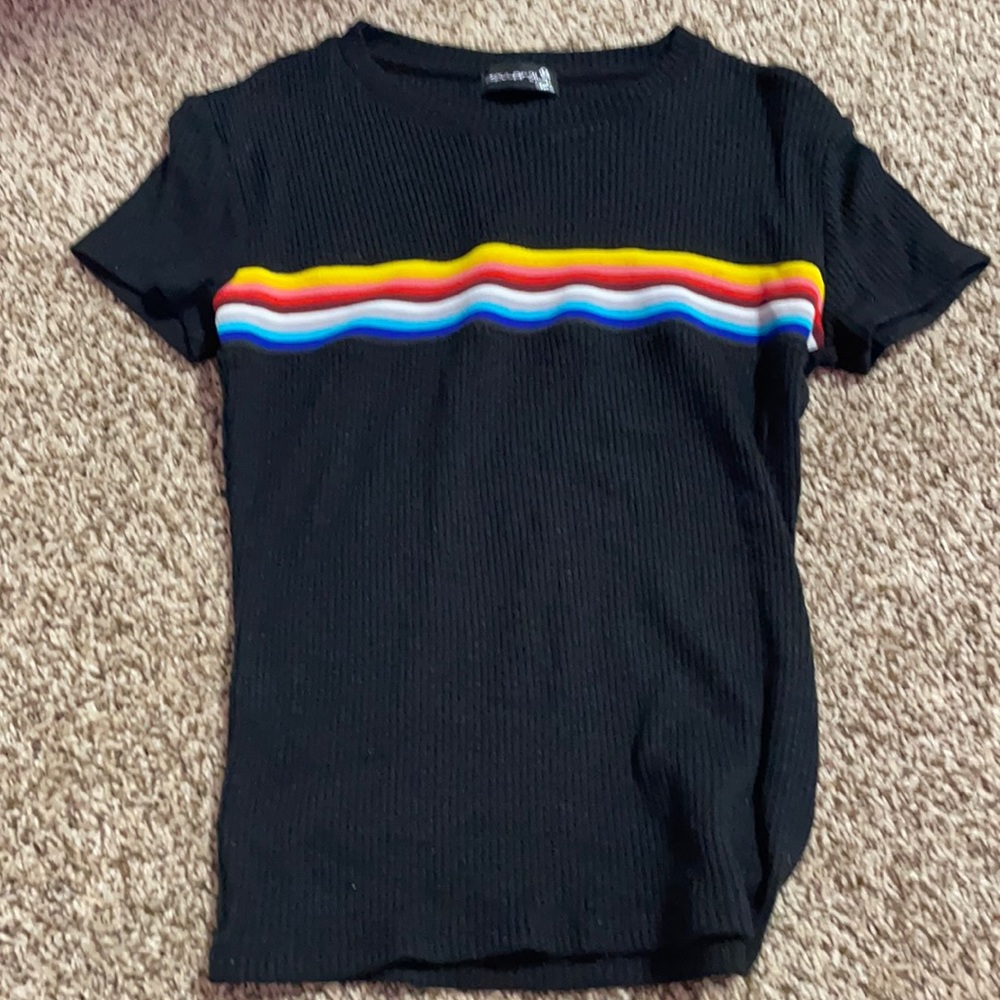 Black and multicolored tee